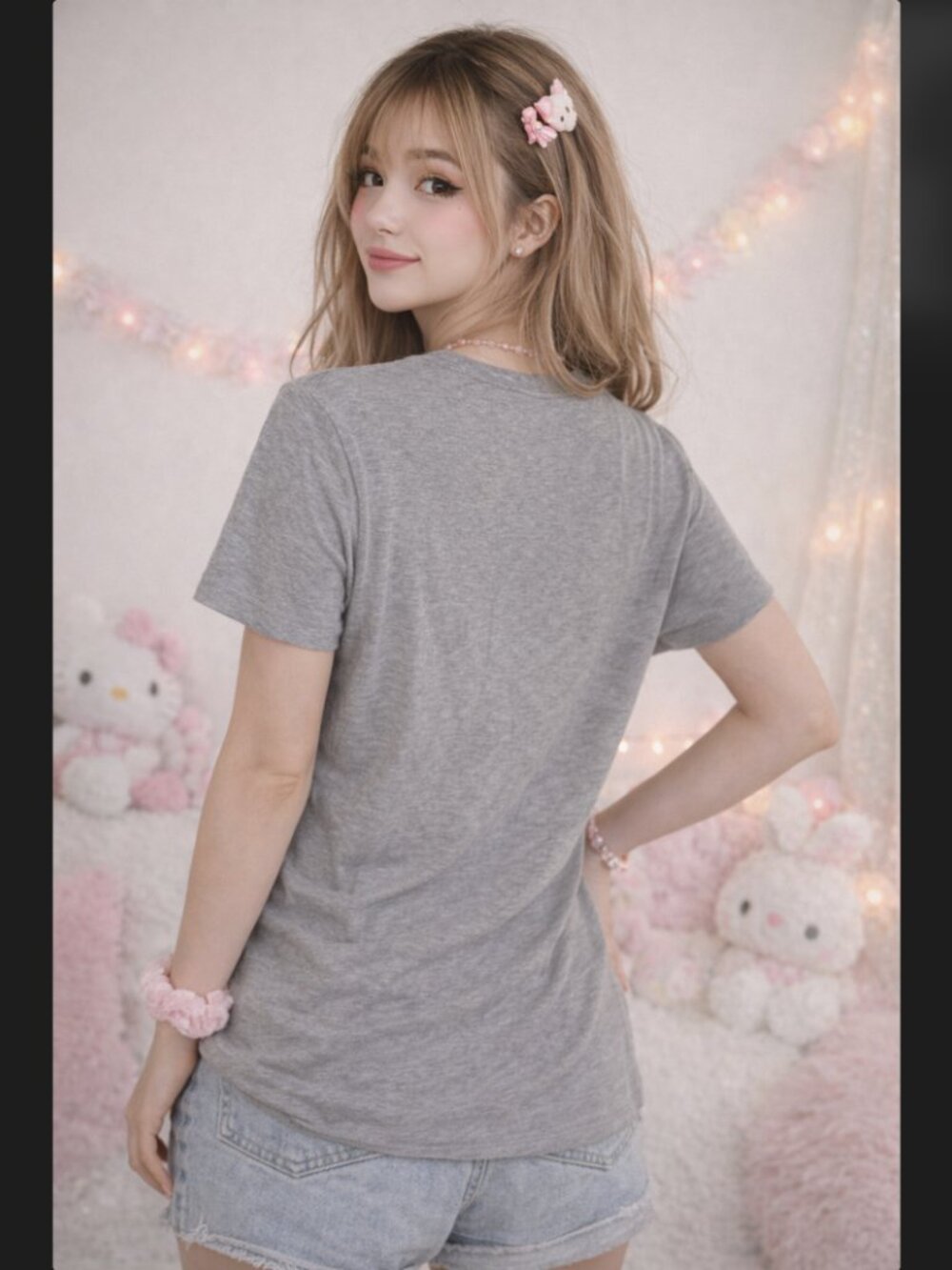 Hello Kitty Graphic Shirt XL Gray Taco Bout It Tee Sanrio Funny Cute Casual EUC - Picture 8 of 10